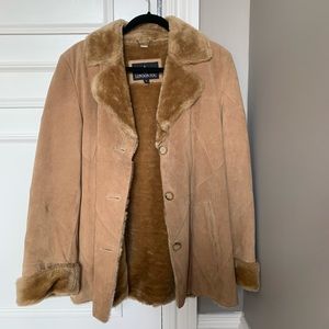 NWOT London Fog Shearling Coat Tan